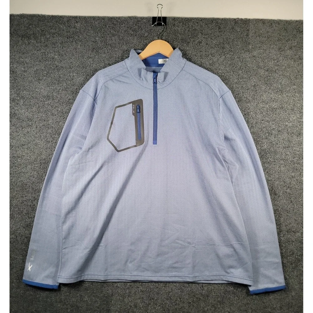 Polo Ralph Lauren RLX Mens 1/4 Zip Golf Pullover XL Blue Sweater Knit Preppy Fit